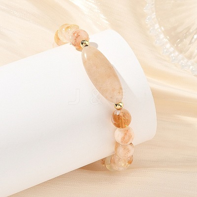 Natural Mixed Stone Round and Oval Beaded Stretch Bracelets BJEW-JB14485-1