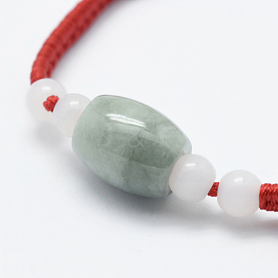 Natural Myanmar Jade/Burmese Jade Braided Bead Bracelets X-BJEW-F307-02-1