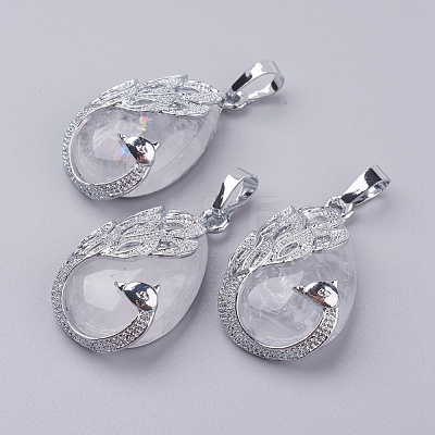 Natural Quartz Crystal Pendants X-G-E442-04W-1