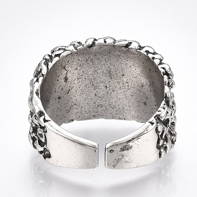 Alloy Glass Cuff Finger Rings RJEW-T006-01B-1