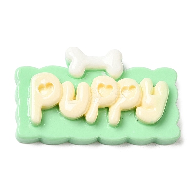 Opaque Resin Cartoon Word Cabochons RESI-K030-01-1