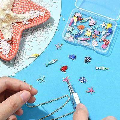 40Pcs 4 Styles 304 Stainless Steel Enamel Charms STAS-CJ0003-27-1
