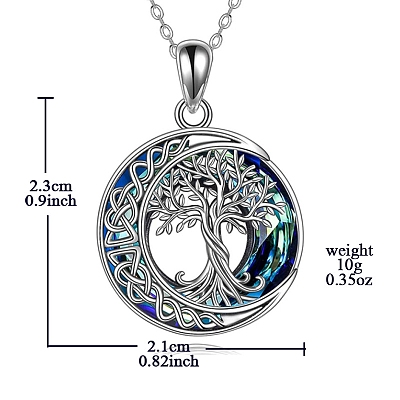 Alloy Pendant Moon & Tree of Life Necklace for Women PW-WGA8665-01-1