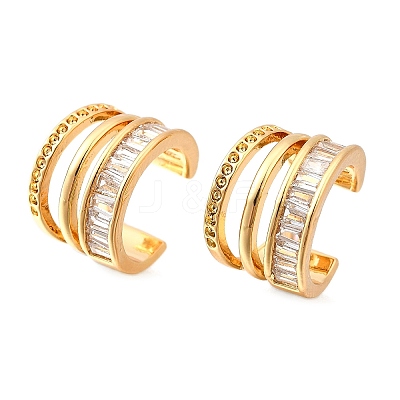 Brass Micro Pave Clear Cubic Zirconia Cuff Earrings EJEW-F370-29G-1