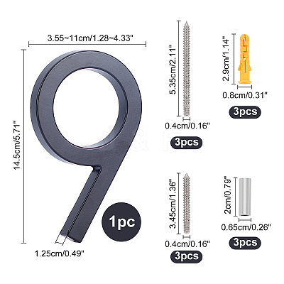 Zinc Alloy House Number FIND-WH0064-99-9-1