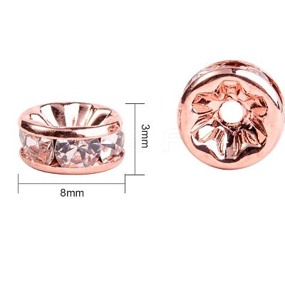 Rondelle Brass Rhinestone Spacer Beads RB-PH0001-05RG-NF-1