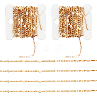 Brass Flat Round Link Chains CHC-WH0003-02G-1