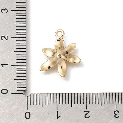 Flower Rack Plating Brass Micro Pave Cubic Zirconia Pendants KK-S399-05B-1