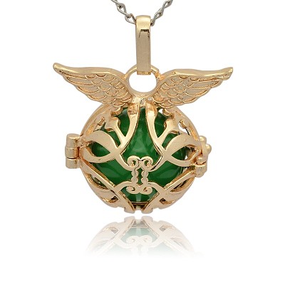 Golden Tone Brass Cage Pendants KK-J213-15G-1