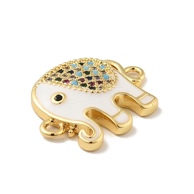 Brass Micro Pave Colorful Cubic Zirconia Connector Charms X-KK-B059-05G-01-1