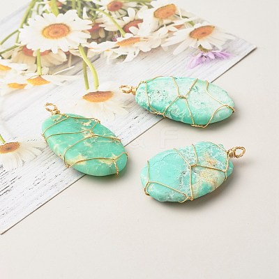 Natural Chrysoprase Pendants PALLOY-JF00871-1