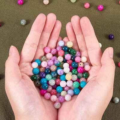 150Pcs 15 Style Dyed Natural White Jade Round Beads G-SZ0001-08-1