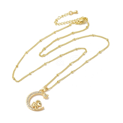 Brass Micro Pave Clear Cubic Zirconia Pendants Necklaces NJEW-K269-05G-03-1