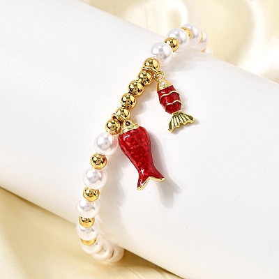 Brass Cubic Zirconia Stretch Bracelets BJEW-K278-03G-1