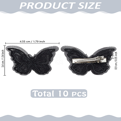 10Pcs Lace Butterfly Polyester Alligator Hair Clips PHAR-LP0002-02-1