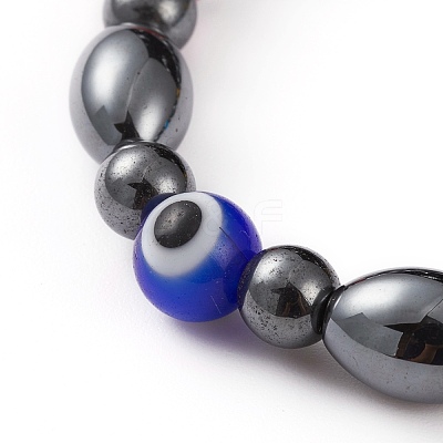 Non-Magnetic Synthetic Hematite Beads Stretch Bracelets BJEW-JB05895-1