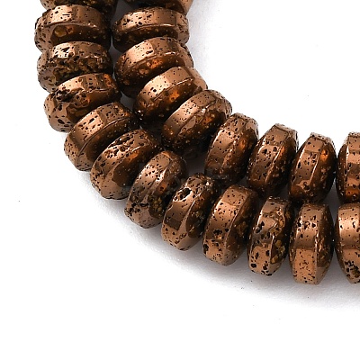 Electroplated Natural Lava Rock Beads Strands G-A256-E01-01D-1