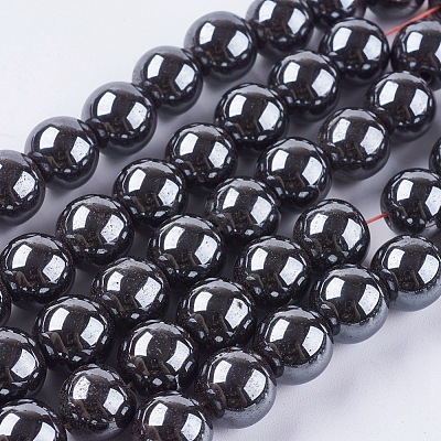 Non-magnetic Synthetic Hematite Bead Strands G-R193-19-10mm-1