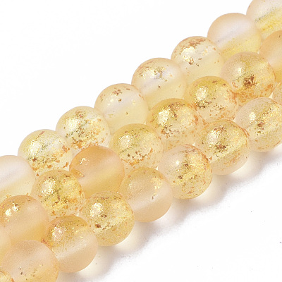 Frosted Spray Painted Glass Beads Strands GLAA-N035-03A-C08-1