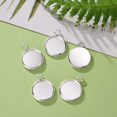 304 Stainless Steel Pendant Cabochon Settings STAS-F191-14S-C-1