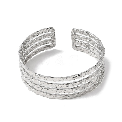 Hammered 304 Stainless Steel Cuff Bangles BJEW-H635-03P-1