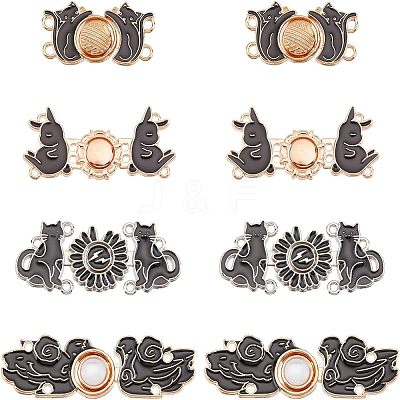 8 Sets 4 Style Alloy Enamel Adjustment Waist Tightener Buckle Buttons FIND-NB0002-69-1