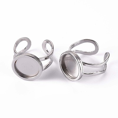 Tarnish Resistant 201 Stainless Steel Cuff Ring Findings STAS-S080-040B-P-1