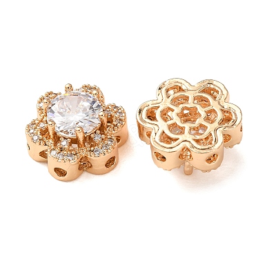 Brass Micro Pave Clear Cubic Zirconia Beads CU-CBAEC99-32G-01-1