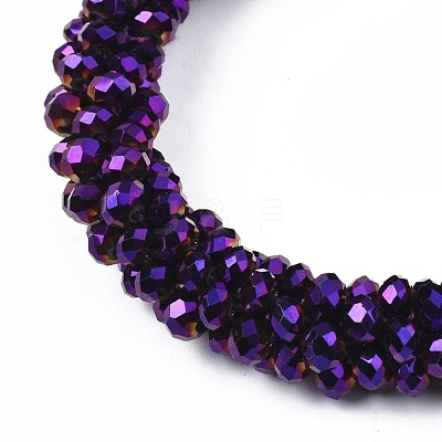 Faceted Electroplate Glass Beads Stretch Bracelets BJEW-S144-002G-06-1