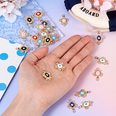 12Pcs 6 Colors Alloy Enamel Connector Rhinestone Settings FIND-TA0004-85-1