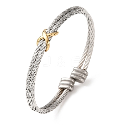 Duo Tone 304 Stainless Steel Infinity Twisted Open Cuff Bangles for Women SA-CBA2192-04GP-1