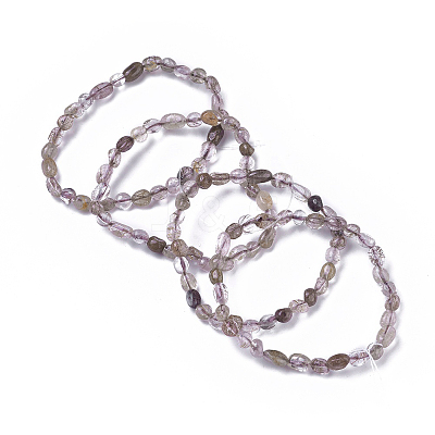 Natural Rutilated Quartz Bead Stretch Bracelets BJEW-K213-39-1