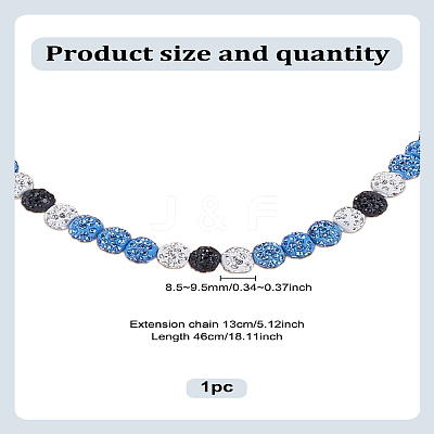 1Pc Polymer Clay Rhinestone Round Beaded Stretch Necklaces for Men NJEW-LP0009-37-1