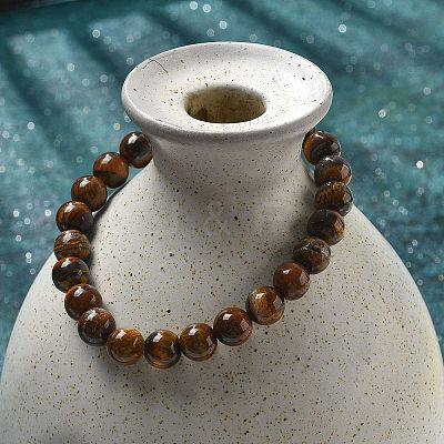 Natural Tiger Eye Bead Stretch Bracelets BJEW-K212-B-028-1