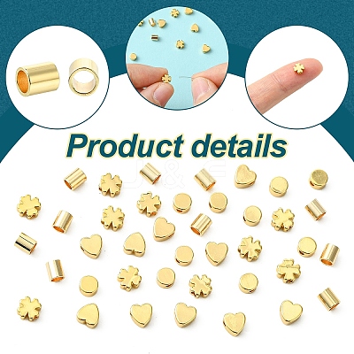 40Pcs 4 Styles Long-Lasting Plated Brass Beads KK-YW0002-96-1