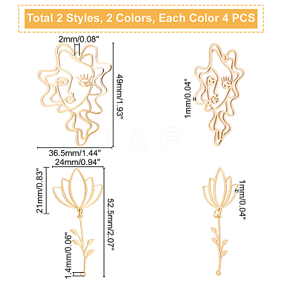 8Pcs 2 Style 201 Stainless Steel Pendants STAS-DC0001-02-1