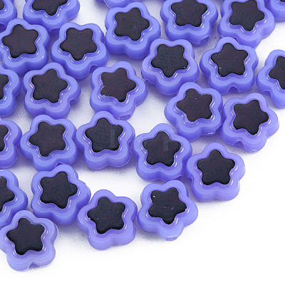 Plating Opaque Acrylic Beads OACR-N136-01G-1
