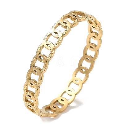 304 Stainless Steel Ring Link Chain Hinged Cuff Bangles SA-CBAB92B-02G-1
