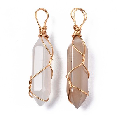 Natural Grey Agate Big Pendants G-T122-70F-1
