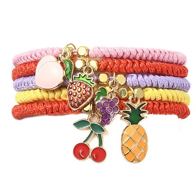 Alloy Enamel Fruit Charm Bracelet BJEW-JB09848-1