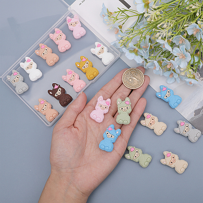 20Pcs 10 Colors Alpaca Food Grade Eco-Friendly Silicone Focal Beads SIL-CA0002-75-1