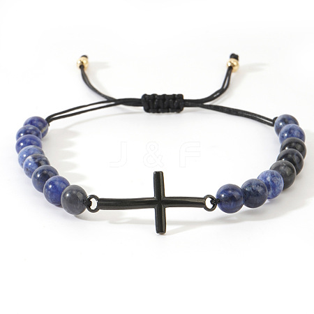 Natural Lapis Lazuli Round Bead Braided Bead Bracelets FL7803-7-1