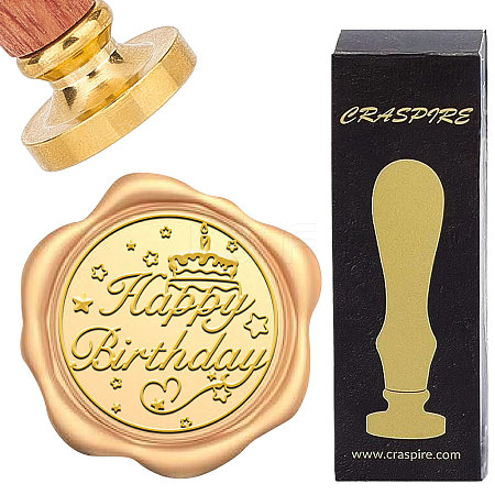 Brass Wax Seal Stamp with Rosewood Handle AJEW-WH0412-0262-1