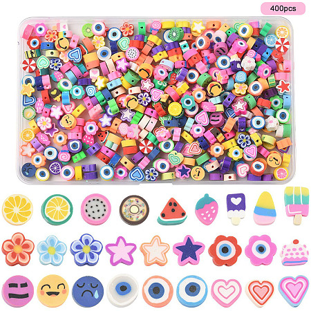 400Pcs 8 Styles Handmade Polymer Clay Beads CLAY-YW0002-53-1
