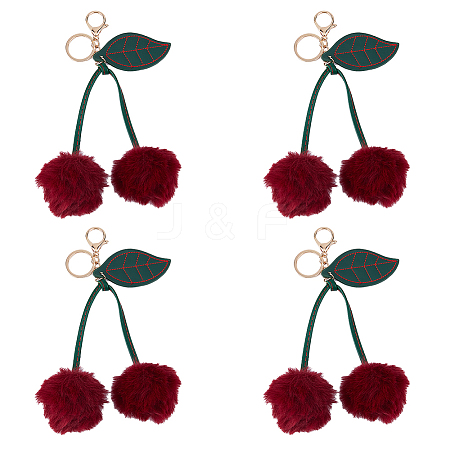Cherry Imitation Leather Fibre Soft Pendant Decorations AJEW-WH0314-761-1