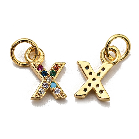 Brass Micro Pave Colorful Cubic Zirconia Charms ZIRC-F092-01-X-1