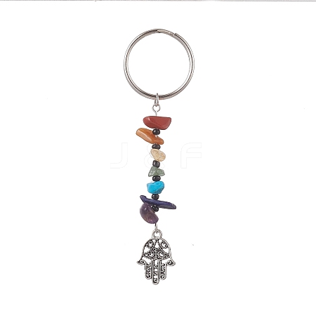 Natural Gemstone Chips Keychains KEYC-JKC00474-04-1