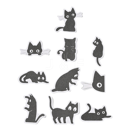 20Pcs 10 Styles Cat Shape Paper Waterproof Stickers STIC-P015-D06-1