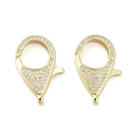 Brass Micro Pave Clear Cubic Zirconia Lobster Claw Clasps KK-I354-01G-02-1