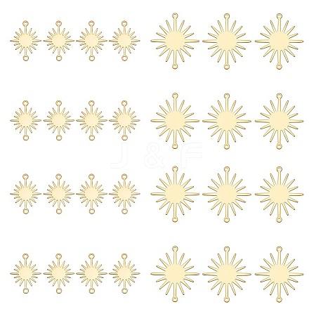 70Pcs 2 Styles Brass Sun Link Connectors KK-WR0001-80-1